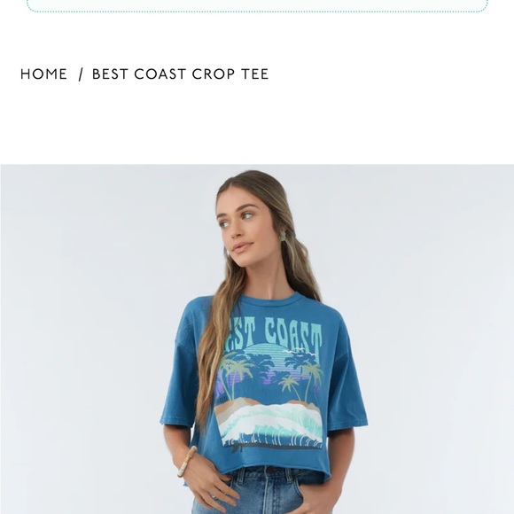 O’Neil Women’s Blue Graphic Cropped Tee - Picture 1 of 4